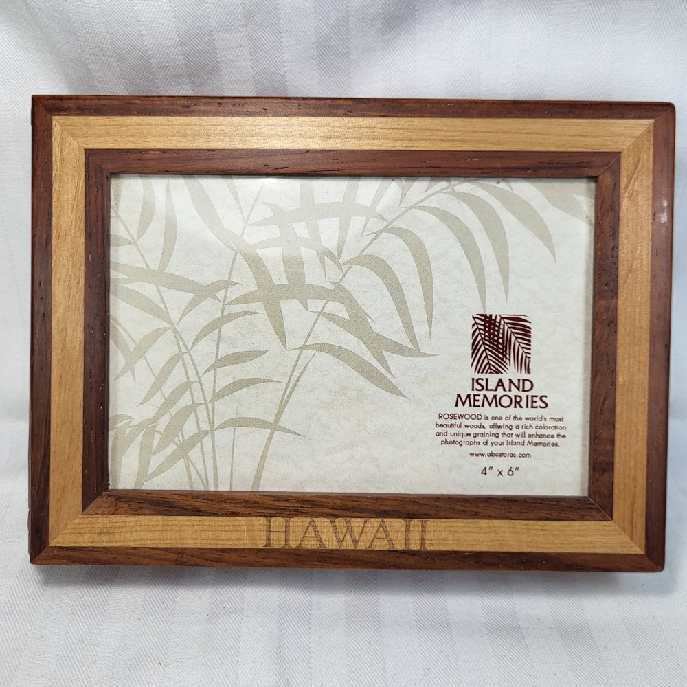 Rosewood Photo Frame Album Display Storage Box Holds 41 4"x6" Photos HAWAII Wood